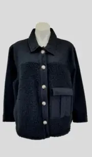 Terra & Sky Black Quilted/Fleece Accent Button Up Jacket. Size OX (14W)