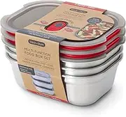 BLACK + BLUM - Lunch Box Set - Microwavable Stainless Steel, Plastic-Free Lunch box with Leak Proof, Airtight, Lockable Lid - Microwave, Dishwasher and Oven Safe - Medium Box Set (3 x 30 oz)