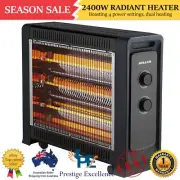2400W Quartz Radiant Heater 3 Heat Settings Fan Assisted Portable Electric Panel