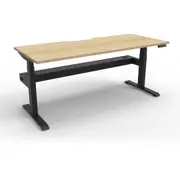 Rapidline Boost + Single Sided Workstation with Cable Tray W1500 x D750 x H620-1270mm Natural Oak Top Black Base