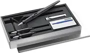 LAMY joy AL black calligraphy fountain pen set - fountain pen with 3 different nibs (1.1/1.5/1.9 mm) - calligraphy pen with ribbon nib & ergonomic grip - incl. 5 LAMY T 10 blue ink cartridges