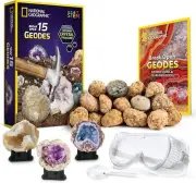 Blue Marble National Geographic Break Open 15 Premium Geodes - with Goggles,