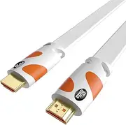 Postta Flat HDMI Cable 25 Feet 4K HDMI2.0 Cable Support 4K(2160P),3D,1080P,Ethernet,Audio Return(White-Orange)