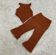 burnt orange halter top flare pants set 12-18m