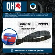 6 Rib Multi V Drive Belt fits PEUGEOT 607 2.2 00 to 10 QH 5750PF 5750QP 5750YW