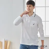在飛比找momo購物網優惠-【NAUTICA】男裝 經典素色長袖POLO衫(白色)