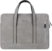 Laptop Case with Handle 13.3 Inch Laptop Bag Without Shoulder Strap, Work Handbag Waterproof Leather Sleeve for Women Men (Grey)