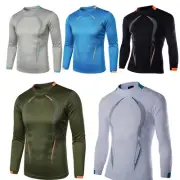 Mens Long Sleeve Compression Shirt Base Layer Running Top Workout Golf Shirts