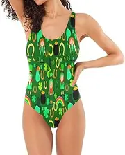 [RPLIFE] Leprechauns Green Woman Swimsuit One-Piece, One-Piece Swimsuit with Padding Honeymoon Bathing Suits for Women