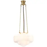 Toorak 3 Chain Pendants Lights Art Deco Lighting Brass Detroit Gloss Retro Period