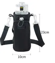 GGP Black Portable Outdoor Water Bottle Holder Bag With Adjustable Shoulder Strap, Nylon Waterproof Material, 121G Lightweight, 23Cm Height For Travel And Hiking(Water Cup Not Included)