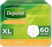 Depend Incontinence Briefs Unisex Super Plus X-Large 60 Count (4 x 15 Pack) - Packaging May Vary