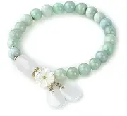 [HL1971] Natural Jade Bracelet for Women Gradient Green Jade Bead Elastic Bracelet, Suitable for Christmas, Thanksgiving