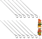 12 Pcs Stainless Steel BBQ Skewers, Heavy Duty Metal Skewers for Grilling, Shish Kebab, Shrimp, Rust-Proof Barbecue Needle, Reusable, Rust-Proof, Dishwasher Safe Barbecue Accessories (30CM)