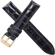 [BeiCheng] CAREG Watch Strap Brown With Rose Gold Clasp Watchband 14mm 18mm 20mm Compatible With DW Daniel Wellington Watch Band Durable (Color : Black Crocodile-Gold, Size : 17mm)