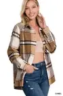 Zenana Yarn Dyed Plaid Shacket Jacket Tunic Top Casual Loose Shirt