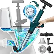 Toilet Plunger, Drain Clog Remover, High Pressure Air Drain Blaster Real-Time Barometer Plunge Blaster Multi-Drain Unclogger for Toilets, Plungers for Bathroom, Sink, Floor, Kitchen Clogged