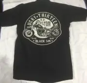 LUCKY 13 BLACK SIN GOTH CAR BOOZE BIKES BROADS TATTOO PUNK WORK SHIRT