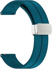 [SUPENG] Strap Compatible with Samsung Galaxy Watch 4/5 Pro/Active 2/Gear S3/Classic 20mm 22mm Sport Silicone Magnetic Buckle Compatible WithHuawei GT 2 2e 3 Band (Color : Dark Blue-Silver, Size : 20mm Watch