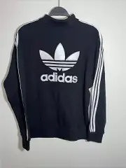 Adidas Womens Quarter Zip Pullover Sweatshirt Black Trefoil Size Small Logo NWT