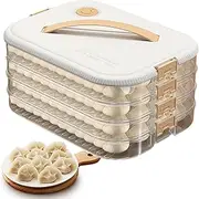 Dumpling Container, Cookie Freezer Containers,4 Layer Airtight Food Storage Containers with Lids - Stackable Refrigerator Storage Box with Minute