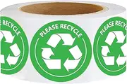 Top label Please Recycle Self-Adhesive Stickers,Weatherproof Recycle Sign 2 Inch 500 Pcs Per Roll