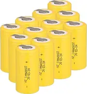 Odstore 1.2V 2200mAh Ni-Cd Tap Sub C SC Rechargeable Battery Batteries (12PCS, Yellow)