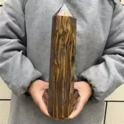 1710g Natural Tiger’s Eye Obelisk Quartz Crystal tower Point Healing decor