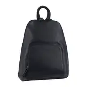 Milleni Women's Leather Twin Zip Travel Backpack Bag 24x32cm Navy