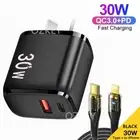 30W DUAL USB C PD Quick Wall Adapter Fast Charger Cable for iPhone 16 15 14 iPad