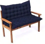 Outdoor Bench Cushions with Backrest Thickened Seat Pad for Relaxer Reclining Chairs 2/3 Seater Garden Porch Patio Furniture Loveseat Swing Replacement Navy Blue 120x100x8cm