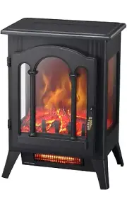 Electric 3D Infrared Fireplace Stove, Freestanding Fireplace Heater Black