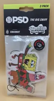 PSD The Big Sniff Christmas SpongeBob Patrick Car Air Freshener Coconut Scent 3