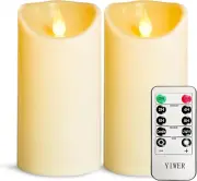 Flameless Plastic LED Candles,Pack of 2 Battery Operated Flickering Candle with