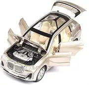 Scale Finished Model Car 1:24 Scale for BMW X7 SUV Mini Car Alloy Die-cast Metal Simulation Finished Model Toy Gift Miniature Replica Car(Gold)