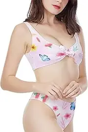[Dajingkj] Bikini Sets for Women Sexy Tie Front Bathing Suit High Waisted Cheeky Bikini Swimsuit Push Up Bikini Top Bottom