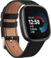 Leather Bands for Fitbit Versa 4 Band&Fitbit Versa 3 Band, Fitbit Sense 2 Band&Fitbit Sense Band for Men Women, Soft Adjustable Sport Leather Replacement Straps for Fitbit Versa 4/3 / Fitbit Sense/Sense 2