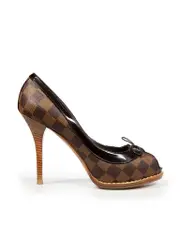 Brown Damier Ebene Canvas Heels