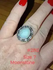 Rainbow Moonstone Marked 925 Size 7 Ring