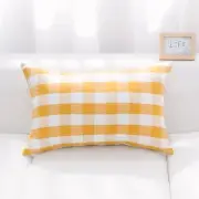 Yellow And White Buffalo Check With Microgel Feather-Like Insert Pillow