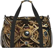 [STVYUKL] Cool Steampunk Gears Travel Duffel Bag Lightweight Waterproof Carry On Tote Bag Foldable Weekender Overnight Bags Sport Gym Bag For Women Men, Black, One Size