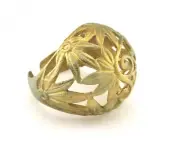 Leaf Butterfly Ring Adjustable Raw brass (18mm 7.5US inner size) 3004