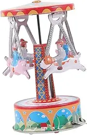 ERINGOGO Vintage Clockwork Retro Wind Up Carousel for Home Decor and Parties Creative and Desktop Ornament Fun Decorative