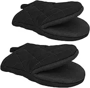 CUBETA 1 Pair Short Oven Mitts - Silicone Kitchen Oven Gloves High Heat Resistant 500℉, Mini Oven Mits with Non-Slip Grip Surfaces and Hanging Loop for BBQ, Baking, Cooking and Grilling