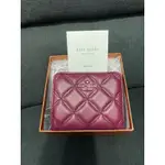 KATE SPADE NATALIA 小號黑莓色拉鍊皮夾 WLR00646