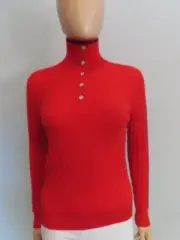 NWT CHANEL 23K Red/Burgundy Cashmere Blend Slim Fit Sweater F 34/US 2 $3,000