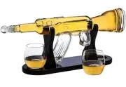 Rifle Gun Whiskey Decanter with 2 Whiskey Glasses Set for Liquor Scotch Bourbon