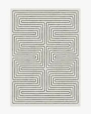 150' x 215' | Machine Washable Runner Rug | Kid & Pet Friendly | Indoor Rug | Jonathan Adler Labyrinth Black & Ivory Rug | Ruggable