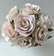 BLUSH ROSES SILK WEDDING FLOWERS ARTIFICIAL WEDDING BOUQUET PRE MADE FLOWER POSY