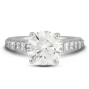 2.47ct G-SI1 Round Natural Diamonds 18k Vintage Style Ring with Wedding Band